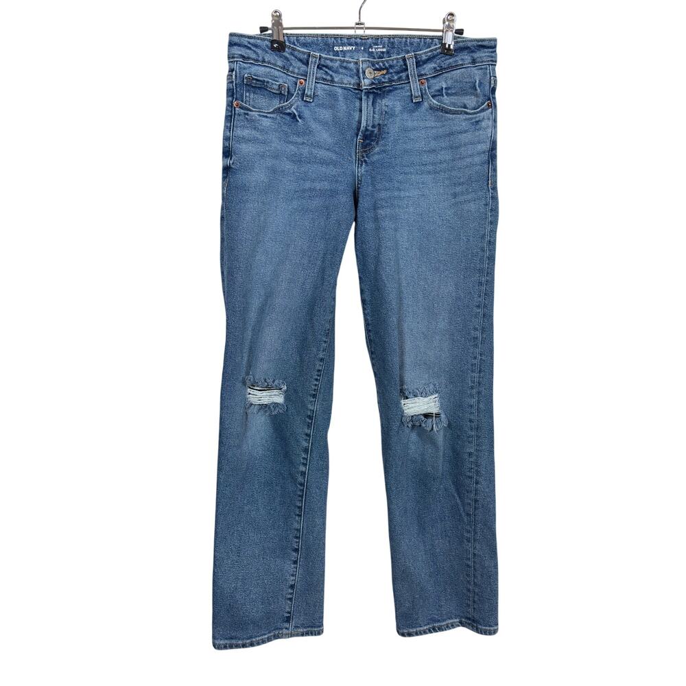 Old Navy O.G. Loose Jeans Womens 6 Blue Low Rise Distressed Straight
